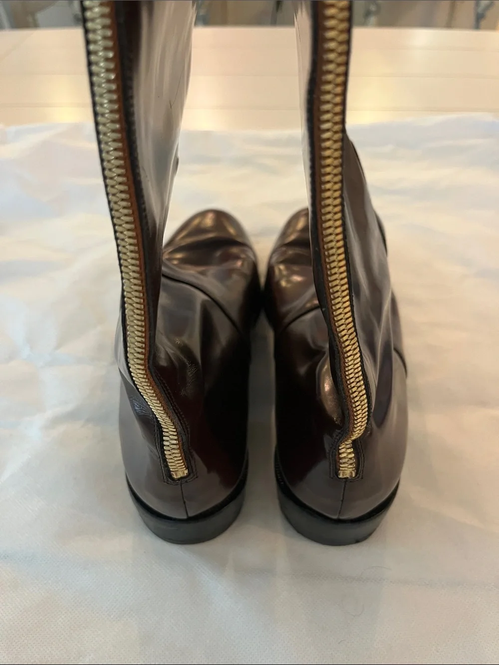 Burberry Two-Tone Brown Over-the-Knee Leather Boots